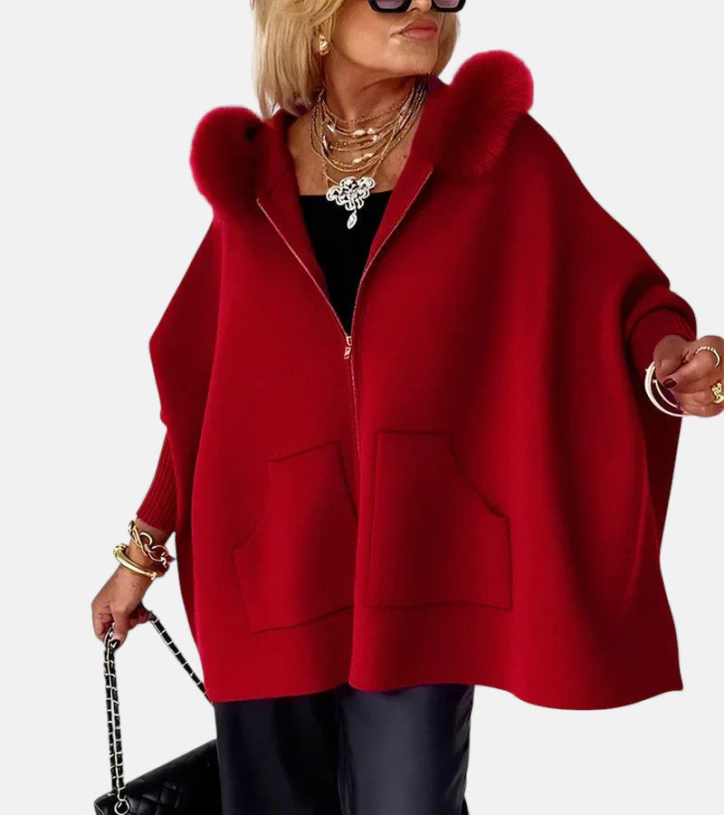 Yolande | Women's Hooded Cape with Patch Pockets