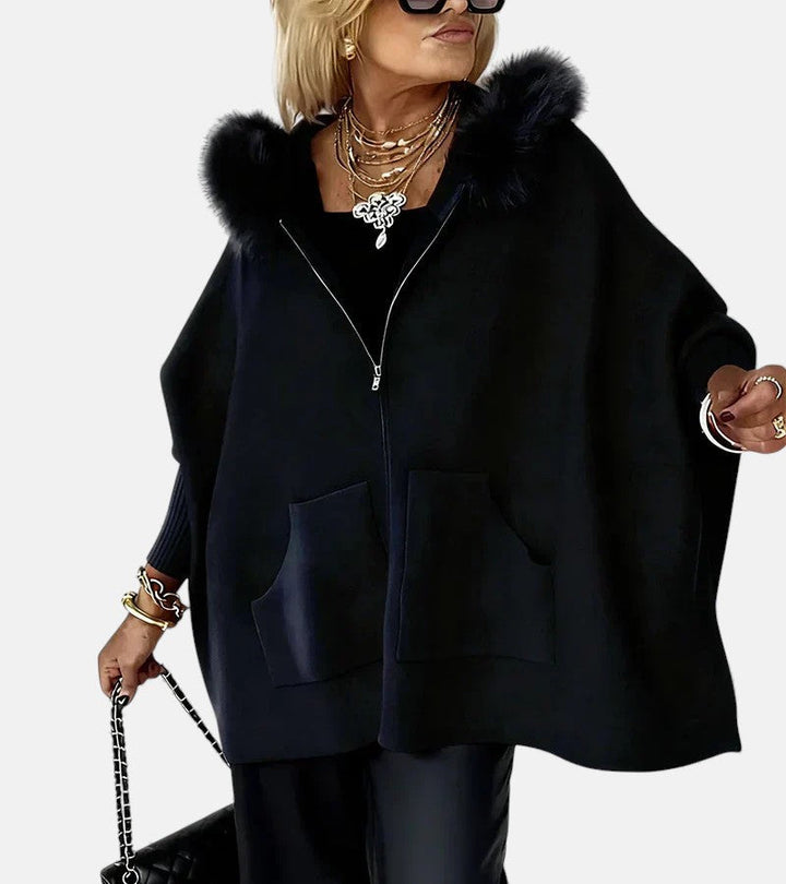 Yolande | Women's Hooded Cape with Patch Pockets