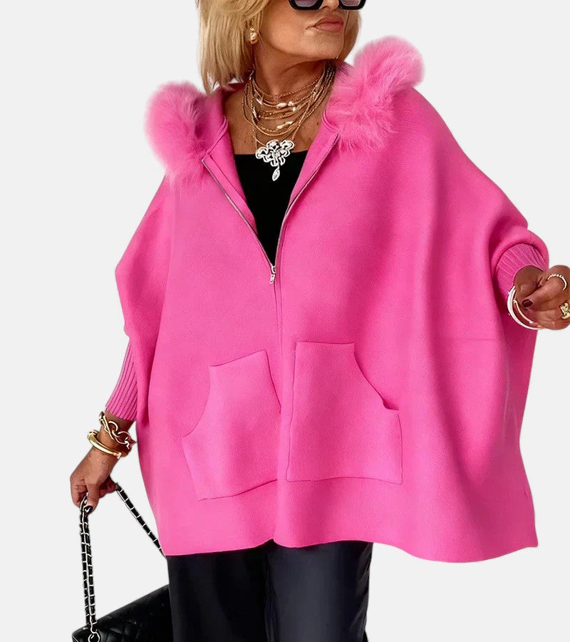 Yolande | Women's Hooded Cape with Patch Pockets