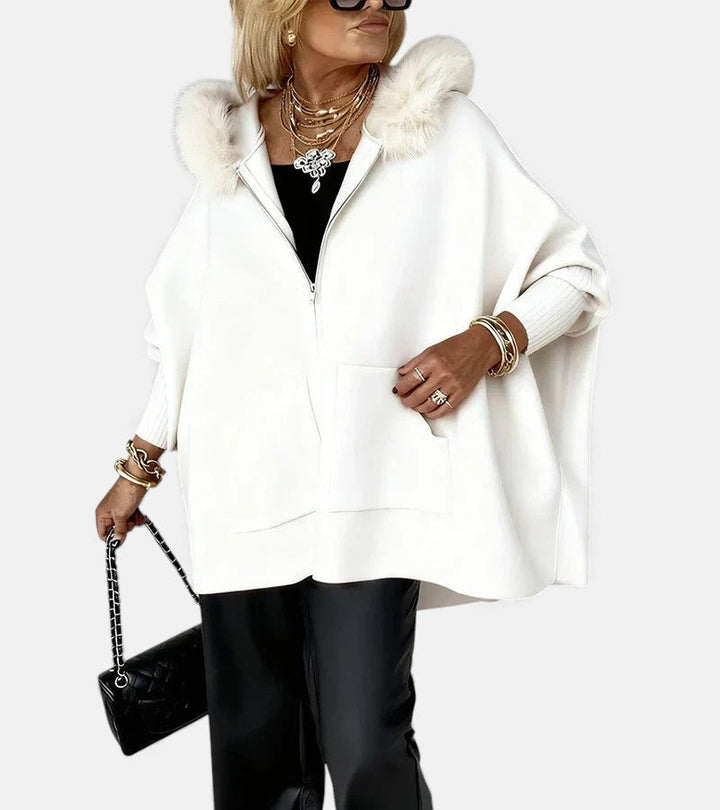 Yolande | Women's Hooded Cape with Patch Pockets
