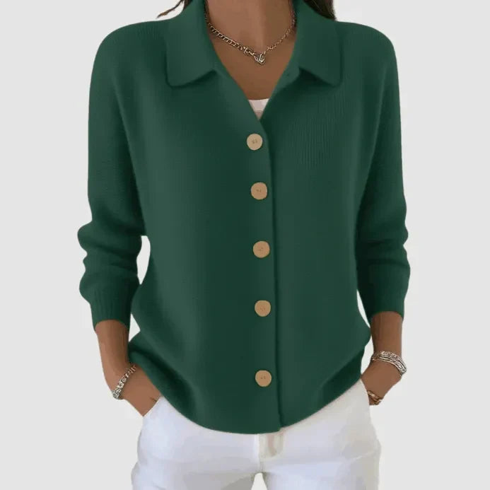 Emeline | Women's Ribbed Button-Front Knit Shirt