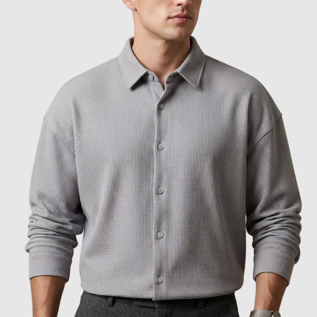 Zander | Casual Waffle Knit Button Down Shirt