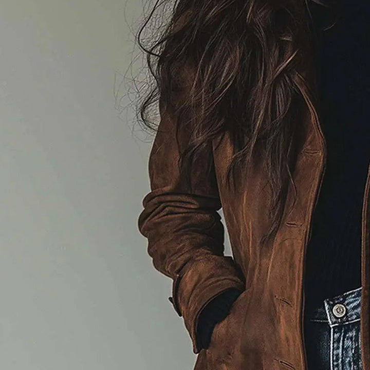Gisele | Women's Longline Button-Front Coat with Sheen Finish