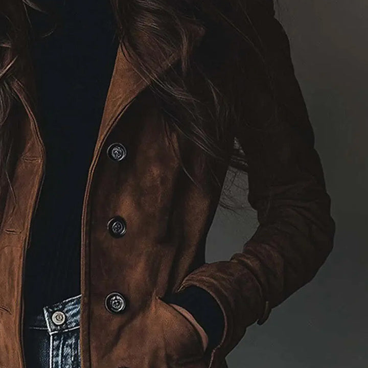Gisele | Women's Longline Button-Front Coat with Sheen Finish