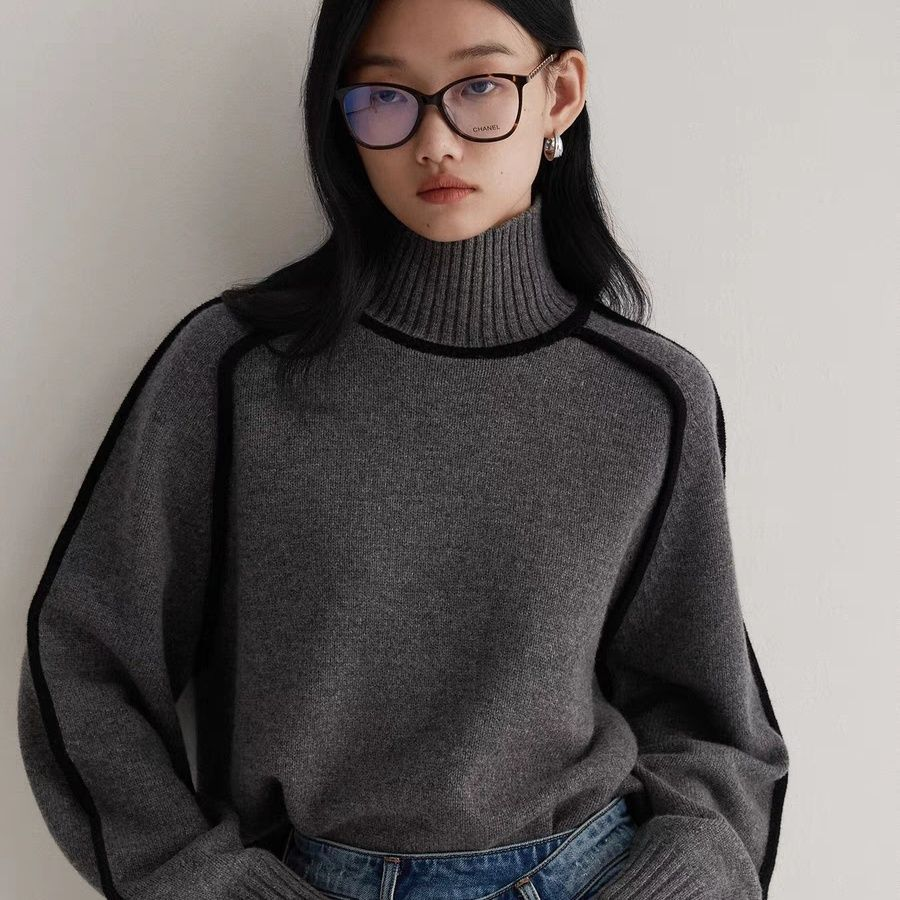 Mahaut | Women's Relaxed High Neck Sweater with Seam Detail