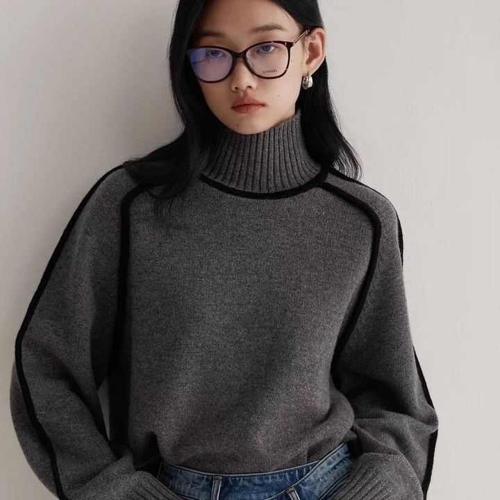 Mahaut | Women's Relaxed High Neck Sweater with Seam Detail