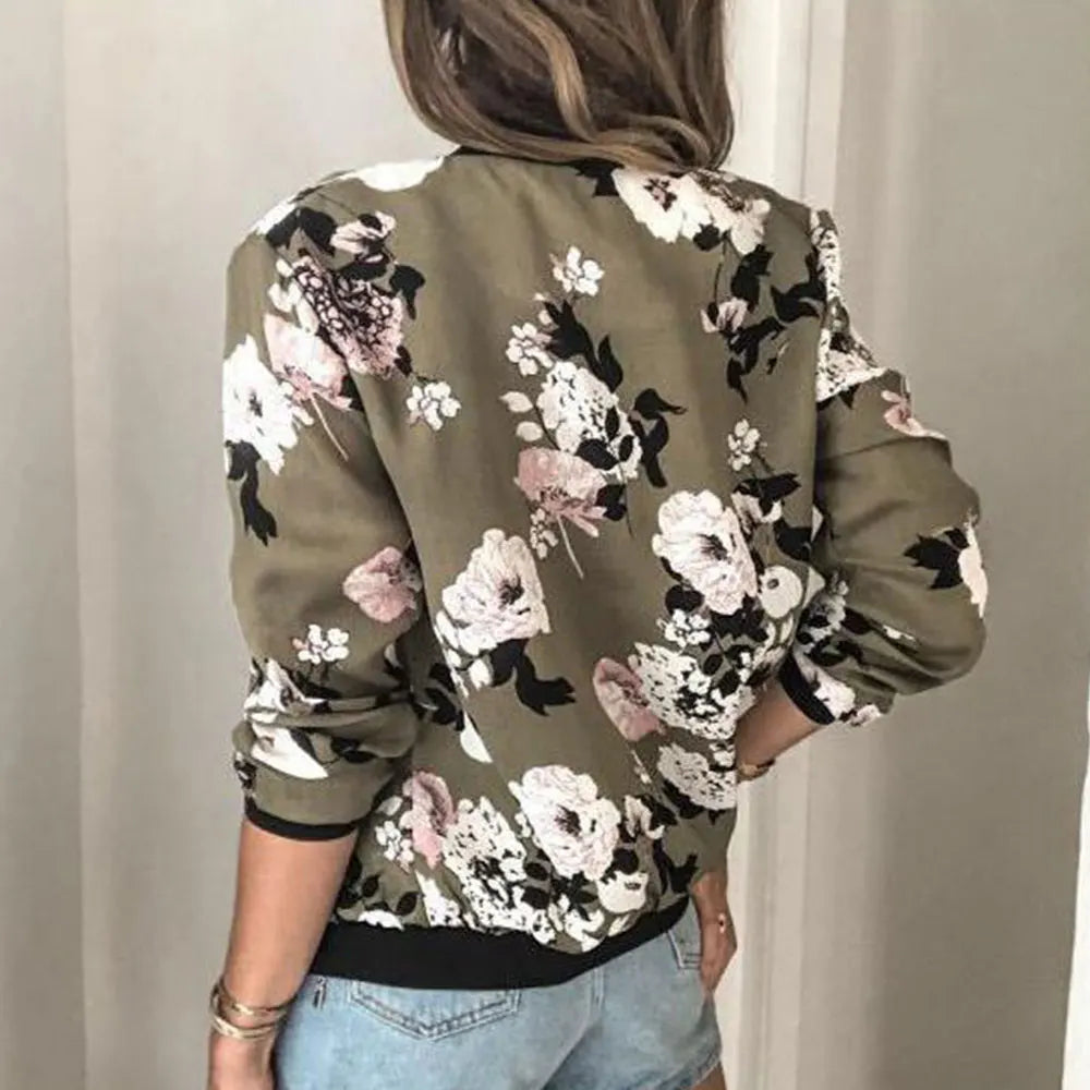 Hazel | Floral Print Bomber Jacket