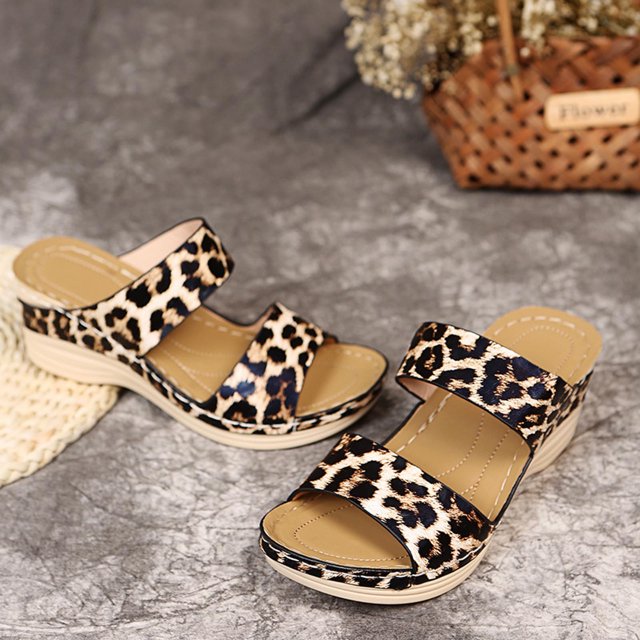 Women's Casual Faux Suede Wedge Sandals with Slide Straps and Open Toe