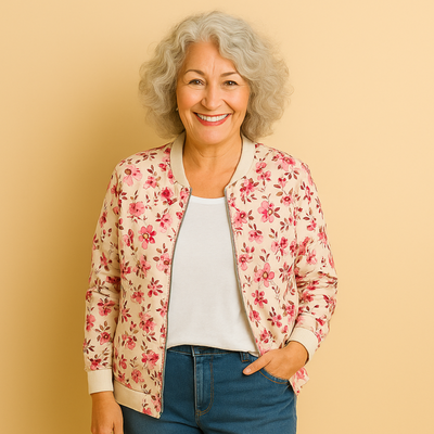Hazel | Floral Print Bomber Jacket