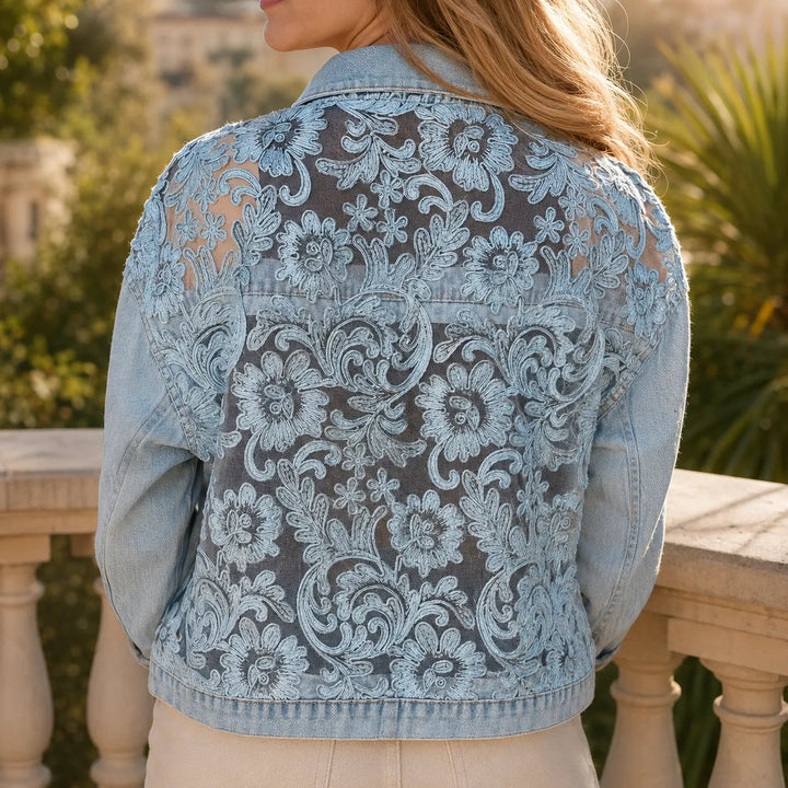 Tessa | Women's Lace-Pattern Trucker Jacket with Button Front