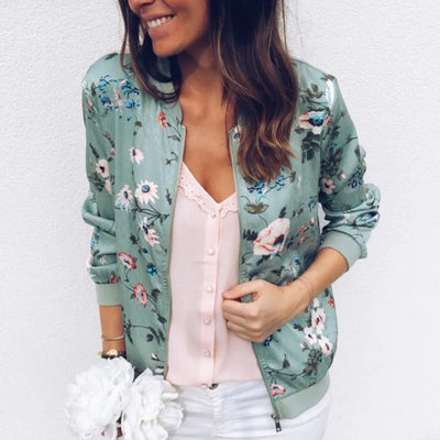 Hazel | Floral Print Bomber Jacket