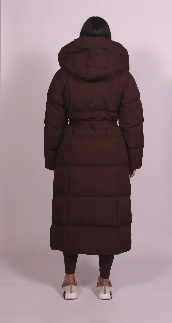 Bertille | Women's Long Belted Puffer Coat with Hood