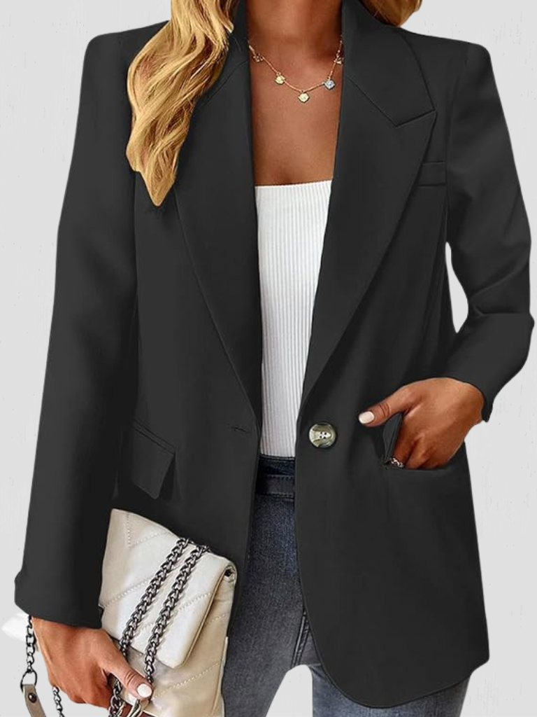 Emilienne | Women's Open-Front Longline Blazer with Notch Lapel