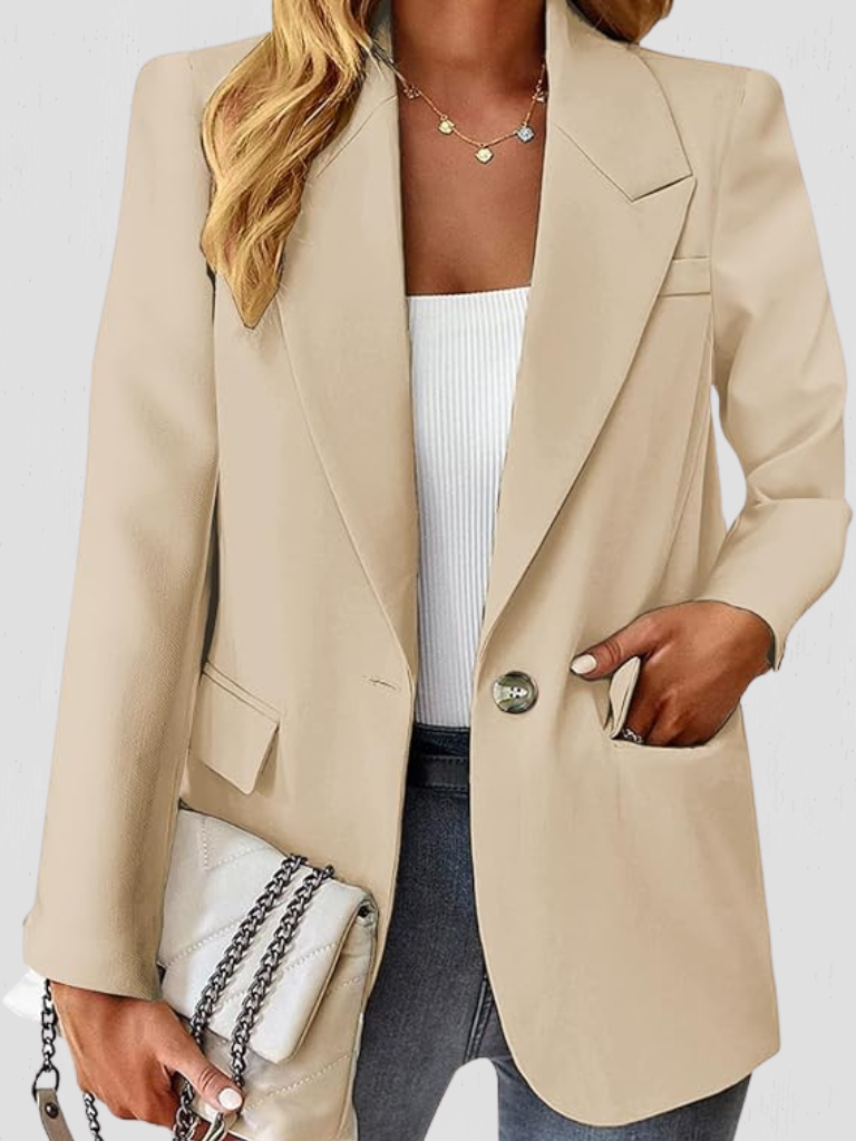 Emilienne | Women's Open-Front Longline Blazer with Notch Lapel