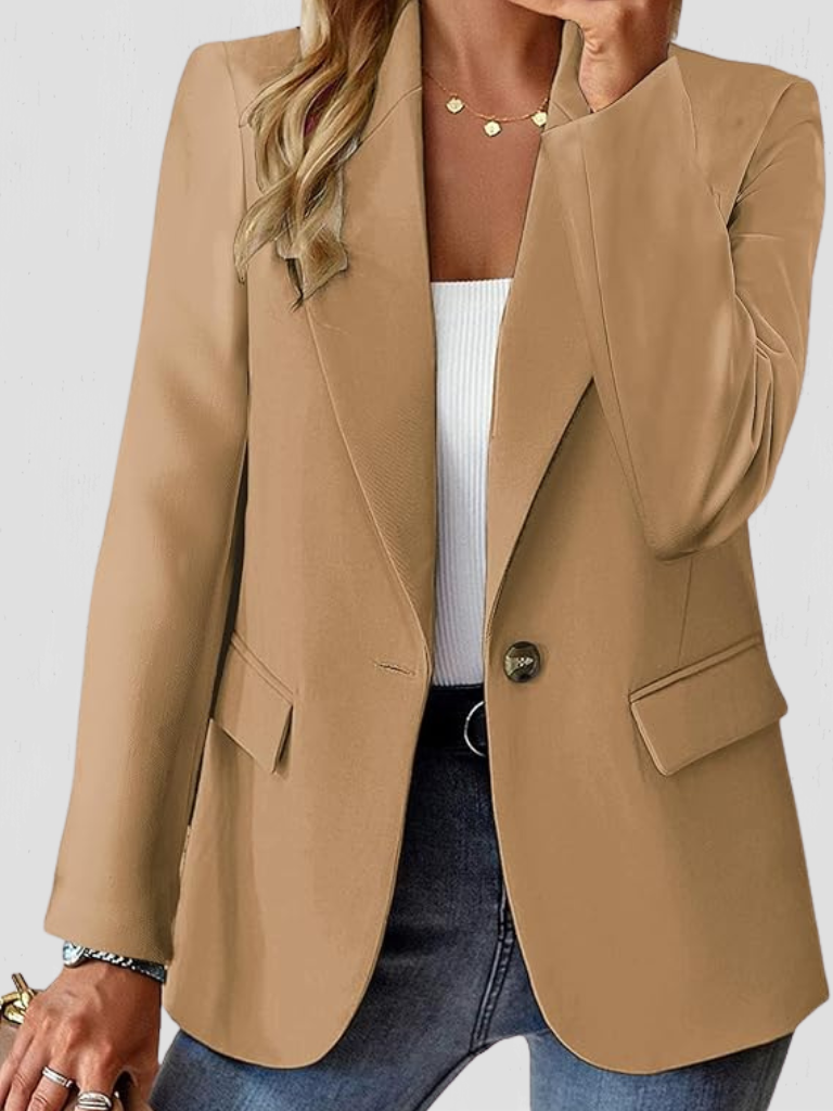 Emilienne | Women's Open-Front Longline Blazer with Notch Lapel