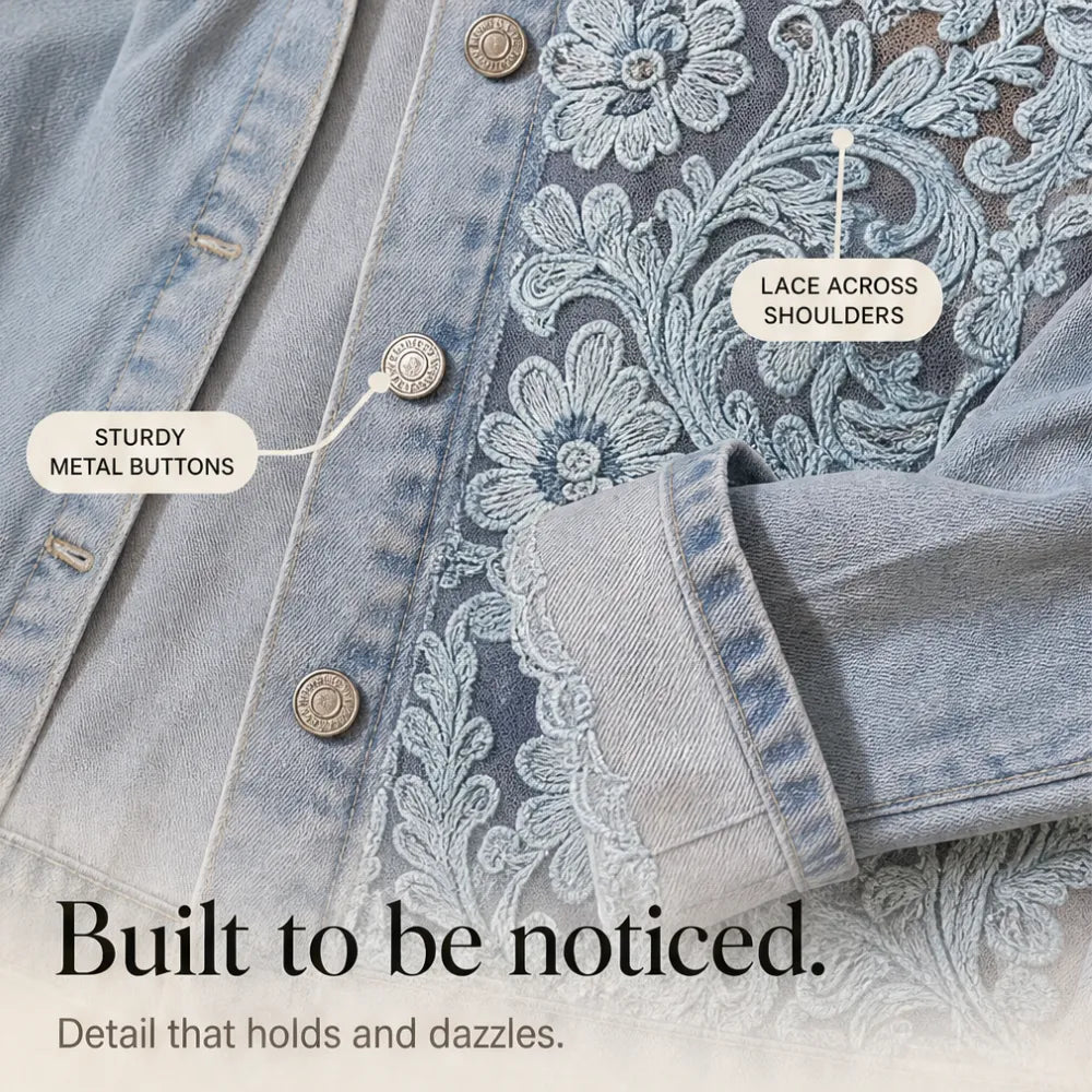 Tessa | Women's Lace-Pattern Trucker Jacket with Button Front
