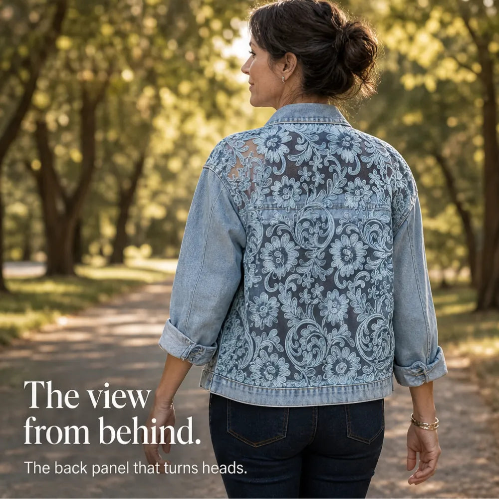 Tessa | Women's Lace-Pattern Trucker Jacket with Button Front