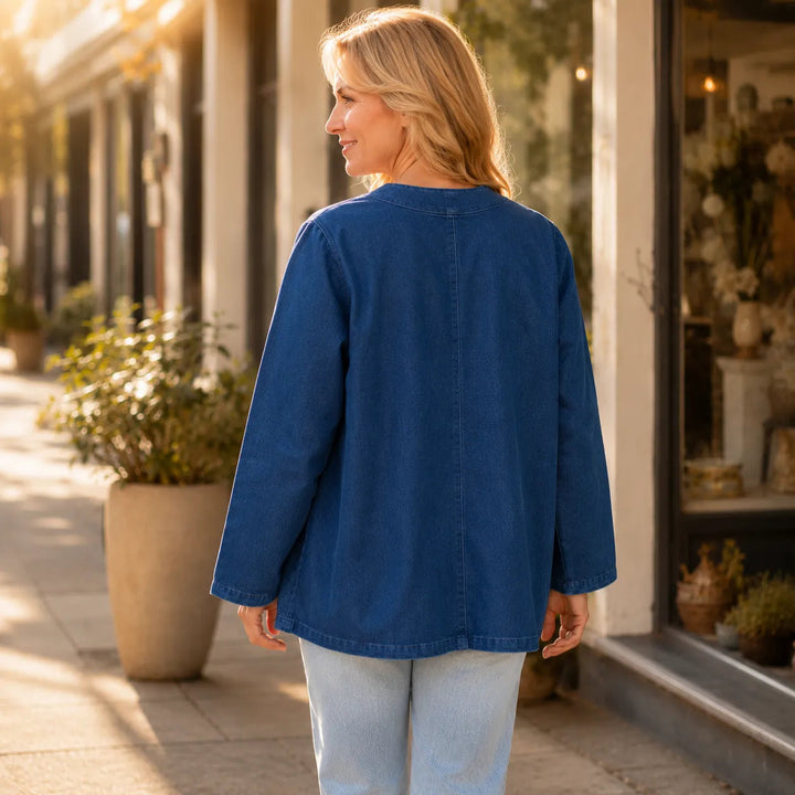 Danielle | Women's Collarless V-Neck Button-Front Jacket
