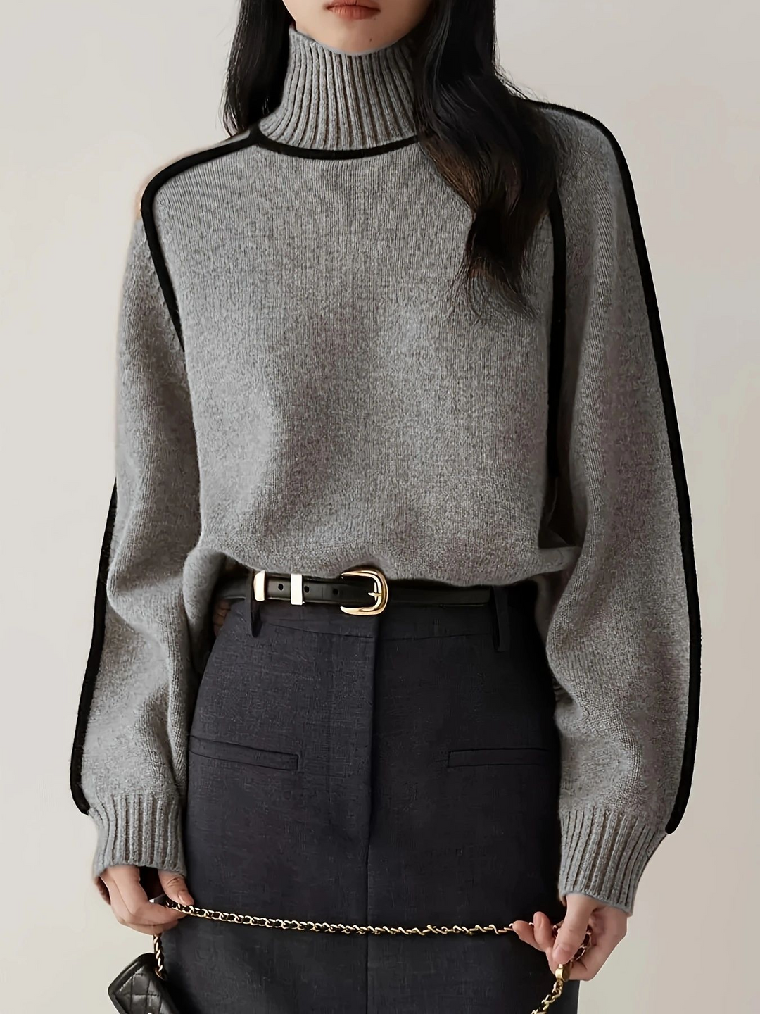 Mahaut | Women's Relaxed High Neck Sweater with Seam Detail
