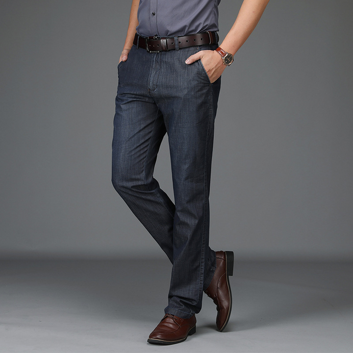 Men's Straight-Leg Pants with Belt Loops and Front Pockets