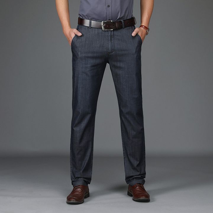 Men's Straight-Leg Pants with Belt Loops and Front Pockets