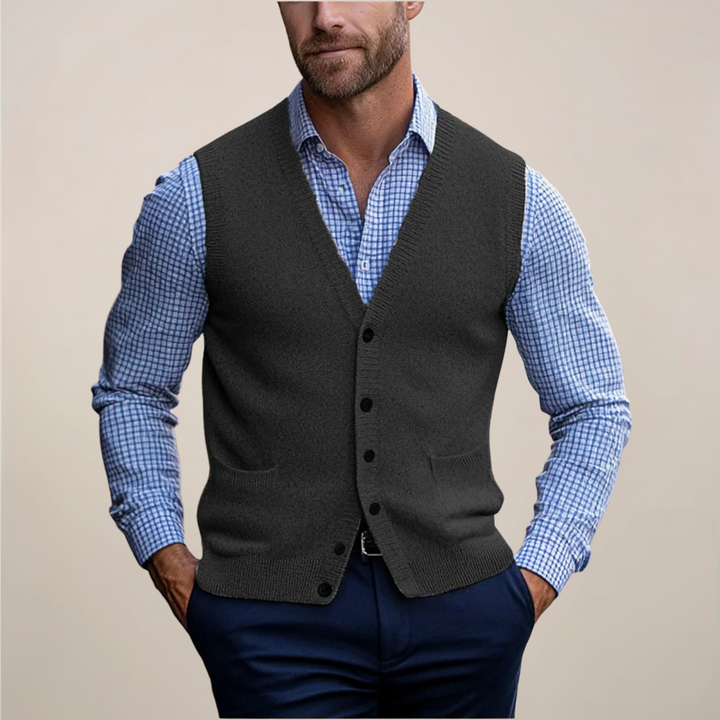 Men's Sleeveless Vest Sweater with Lightweight Fabric