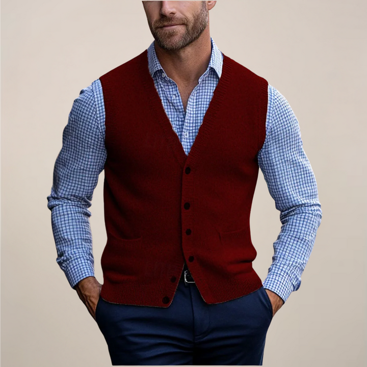 Men's Sleeveless Vest Sweater with Lightweight Fabric