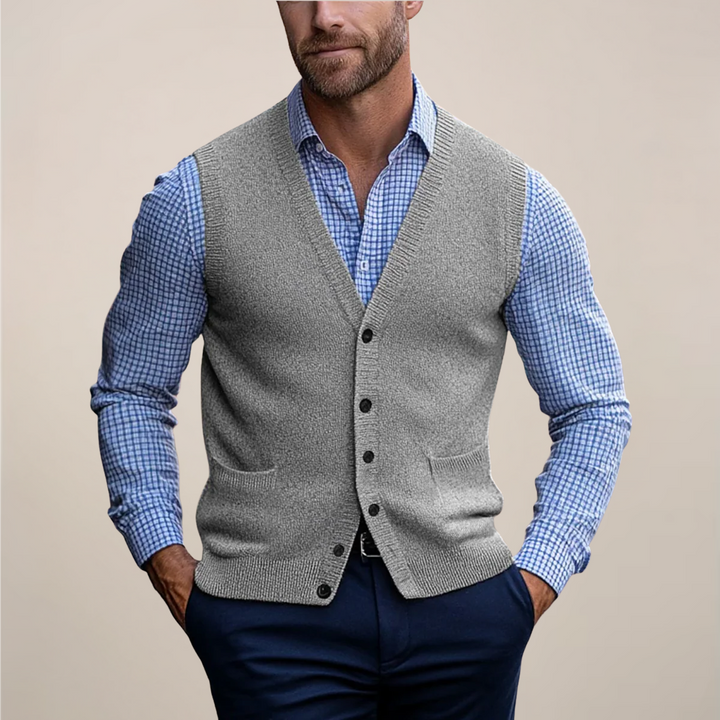 Men's Sleeveless Vest Sweater with Lightweight Fabric