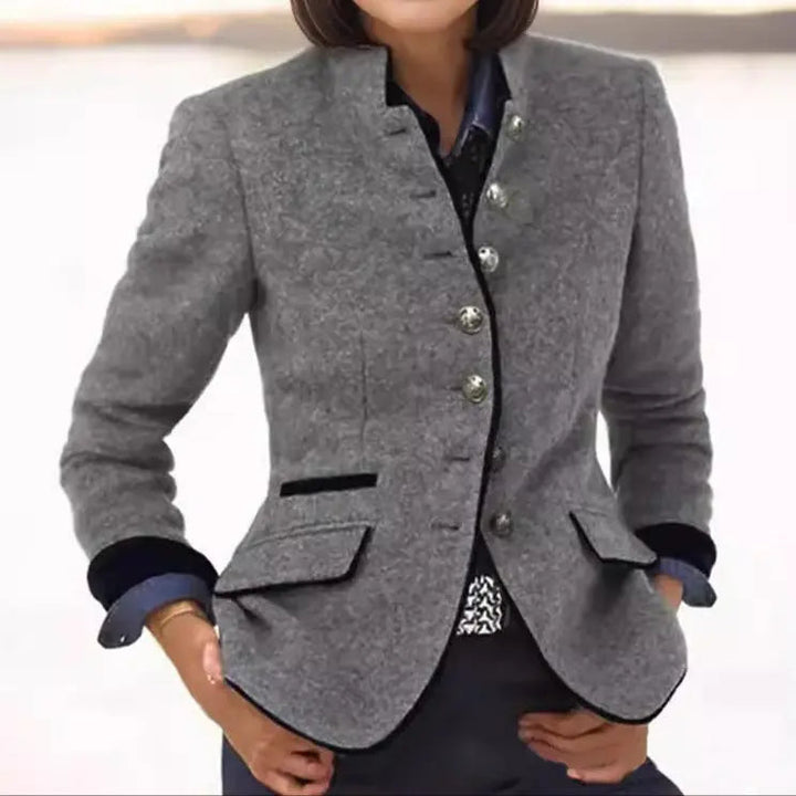 Adelaide | Women's Textured Blazer with Contrast Trim and Flap Pockets