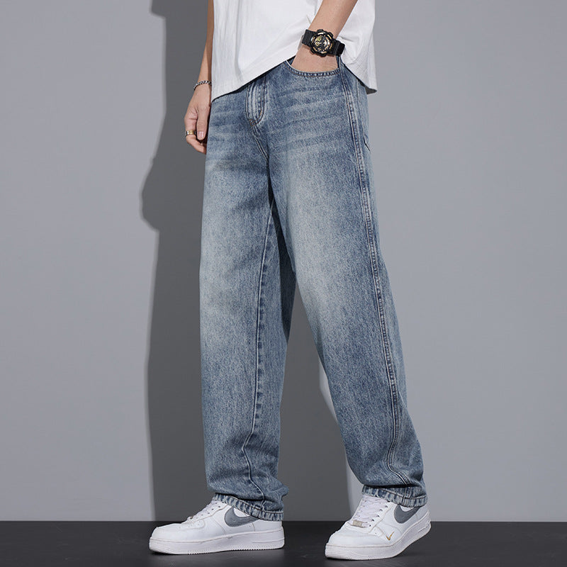 Men's Casual Denim Jeans with Zip Fly and Five Pockets