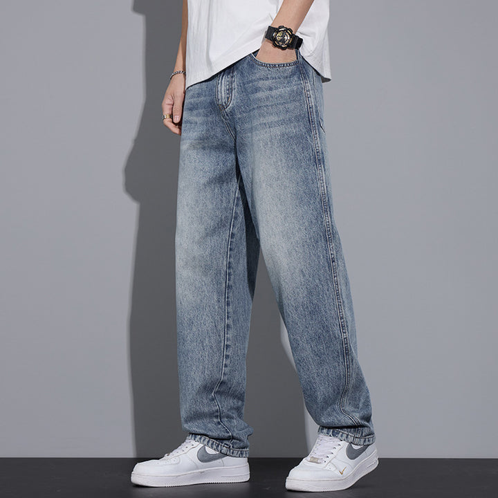 Men's Casual Denim Jeans with Zip Fly and Five Pockets