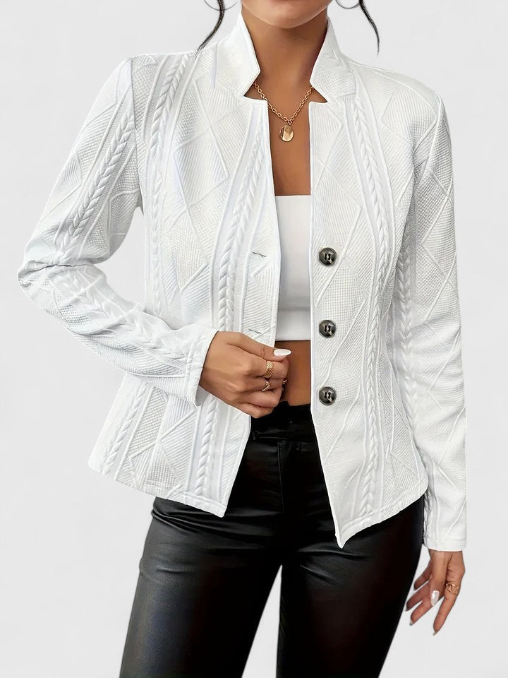Lucienne | Women's Cable-Textured Fitted Jacket with Stand Collar