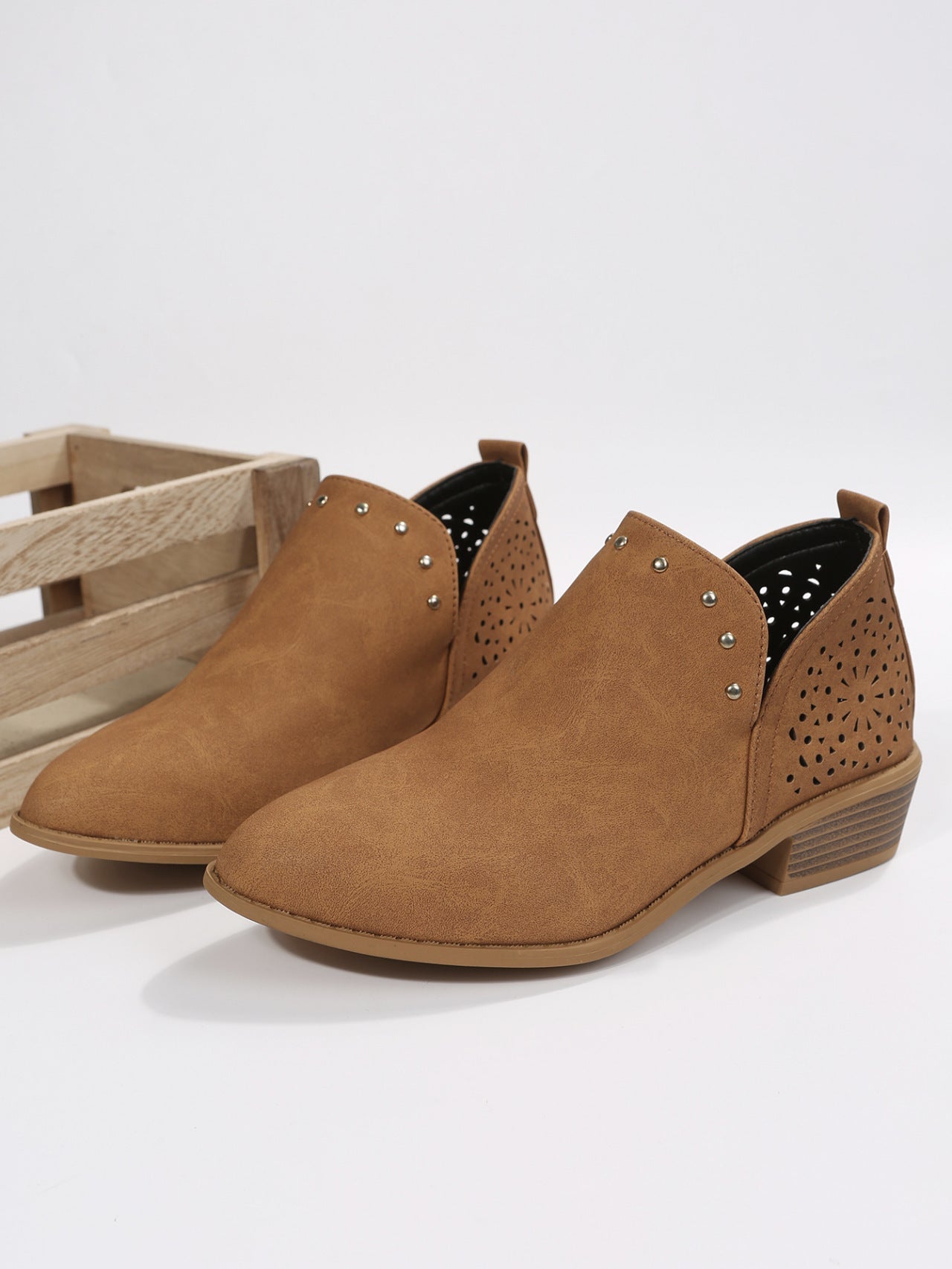 Sophia | Low Cut Perforated Ankle Boot