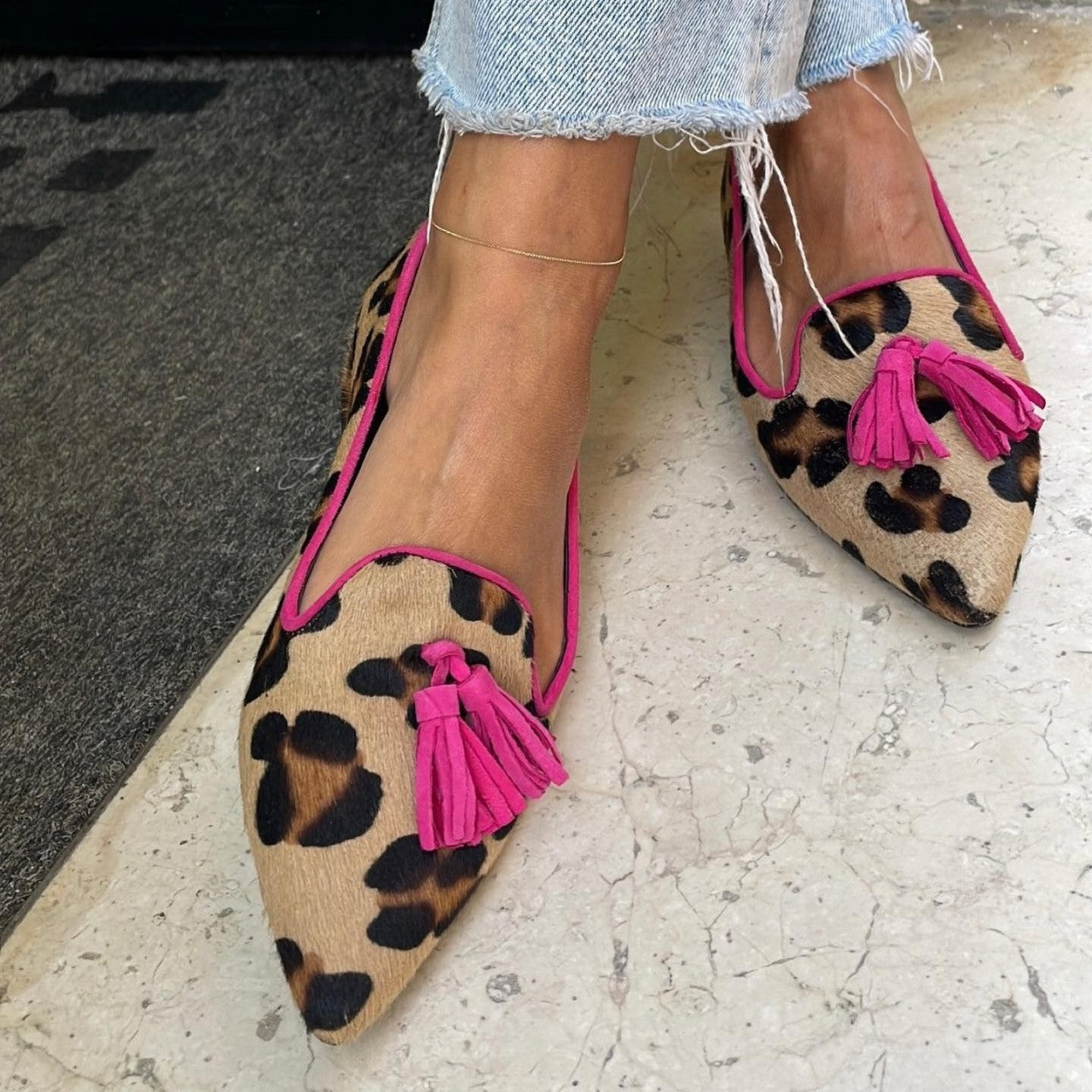 Sophia | Animal Print Ballet Flats with Chic Tassels