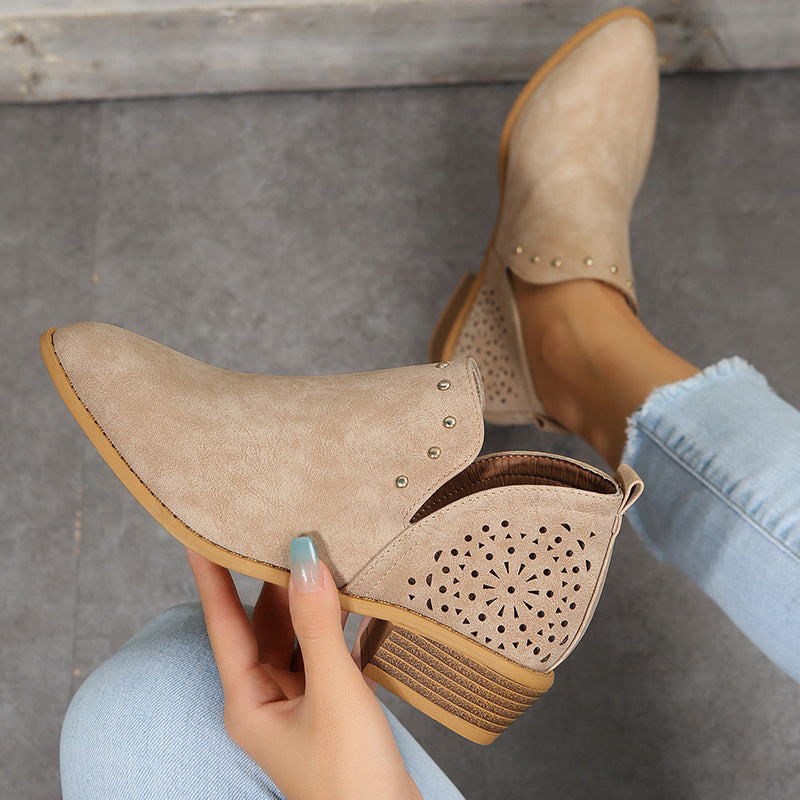Sophia | Low Cut Perforated Ankle Boot
