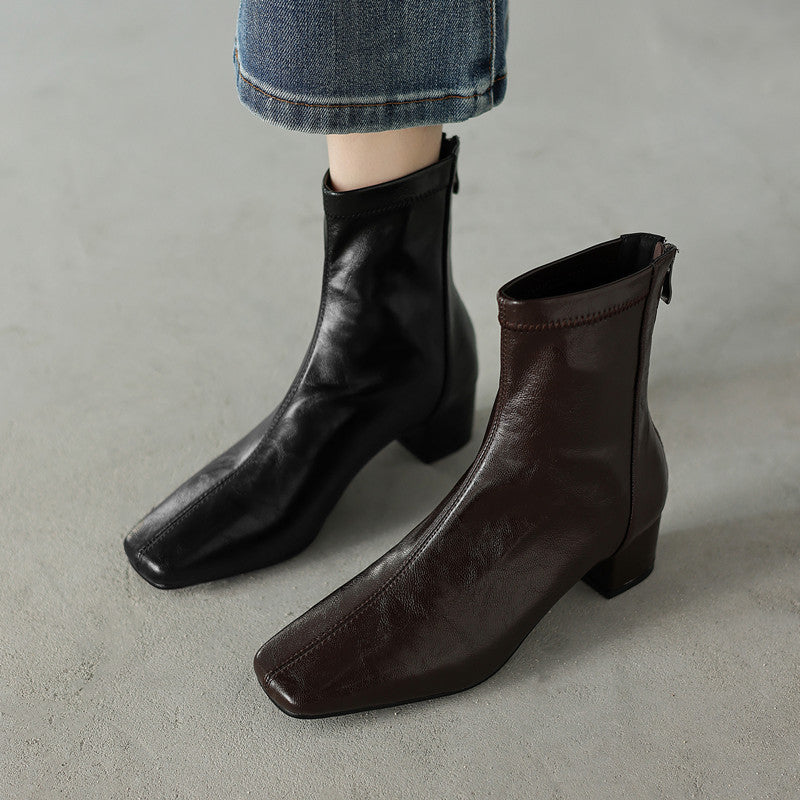Sophia | Minimalist Block-Heel Ankle Boots