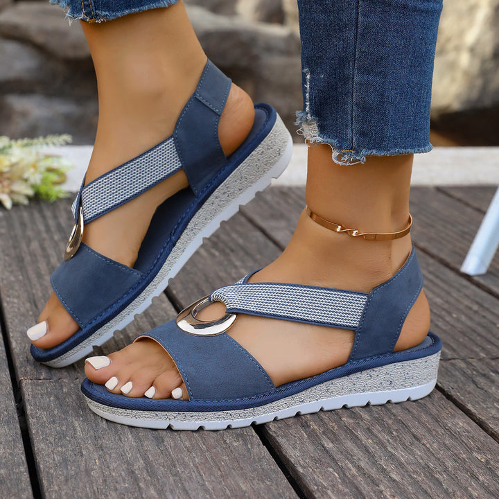 Marlenia | Flat Metal Buckle Cushioned Sandals