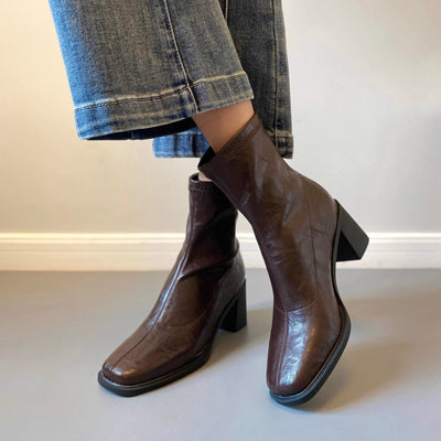 Clara | Square-Toe Block Heel Boots