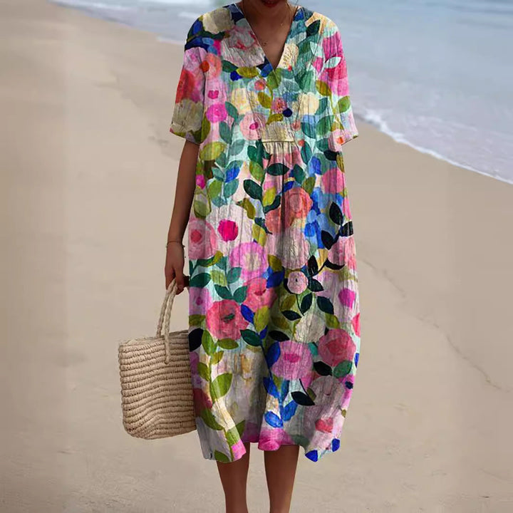 Women's Colorful Summer Dress with Floral Print