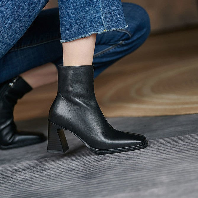 Sophia | Elegant Block-Heel Ankle Boots