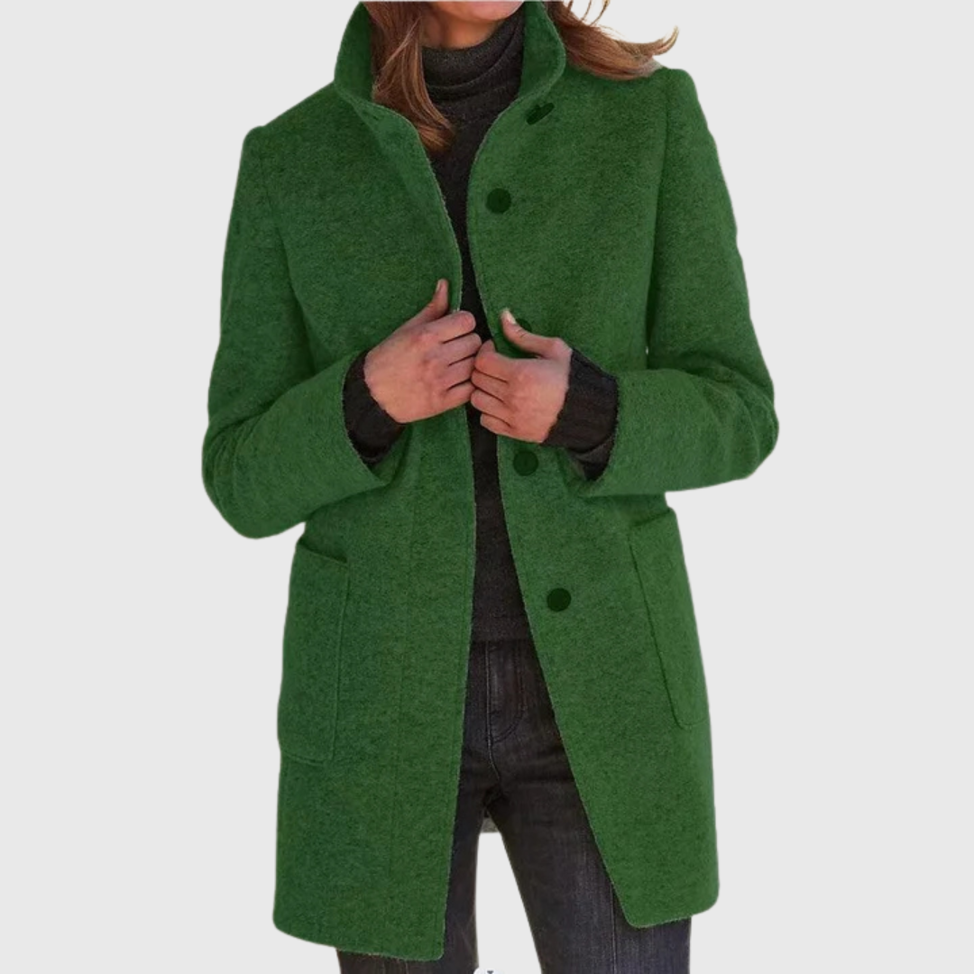 Ludivine | Women's Longline Stand-Collar Coat with Button Front