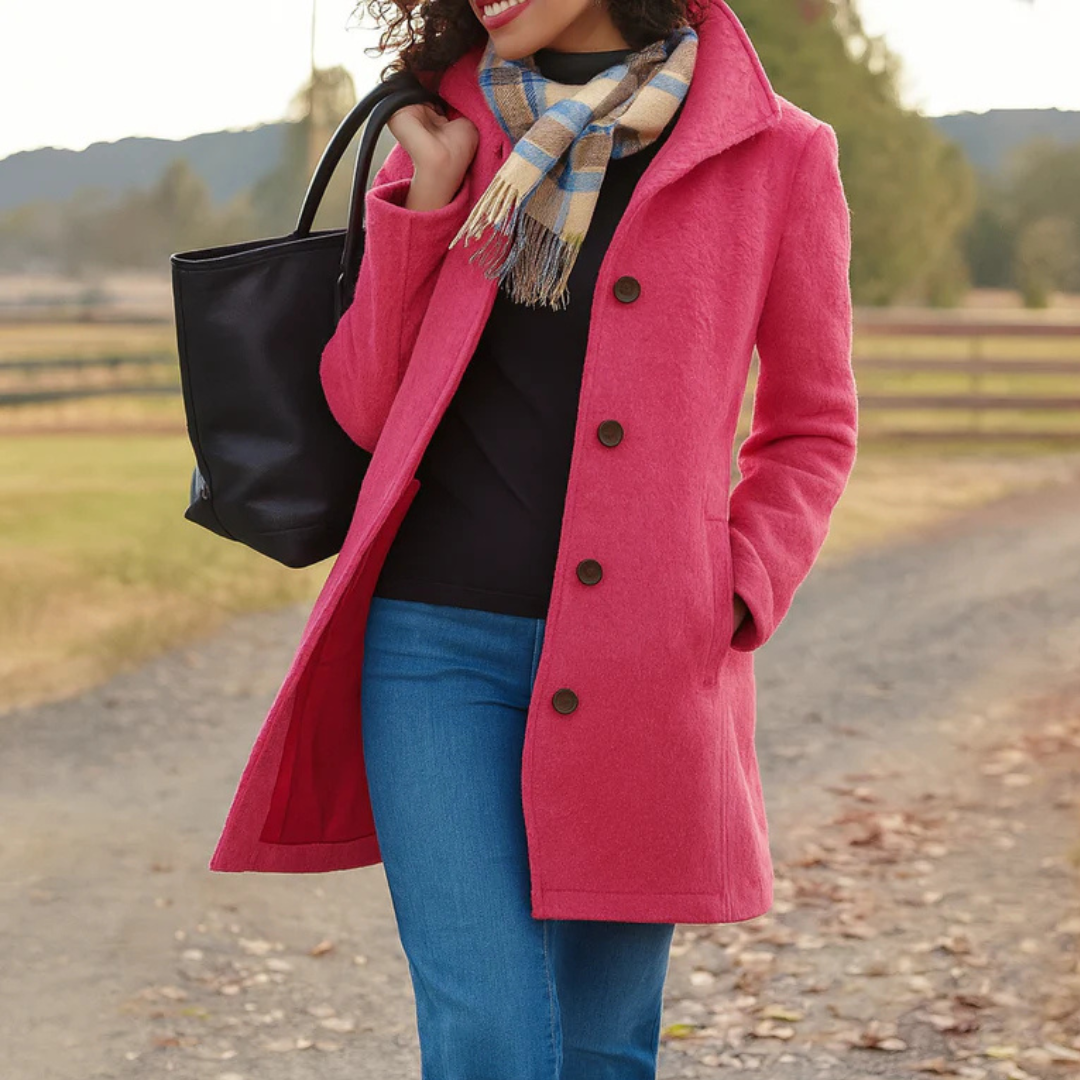 Reine | Women's Knee-Length Coat with Funnel Collar