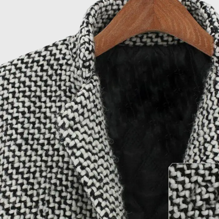 Eleonore | Women's Longline Herringbone Coat with Notch Lapel