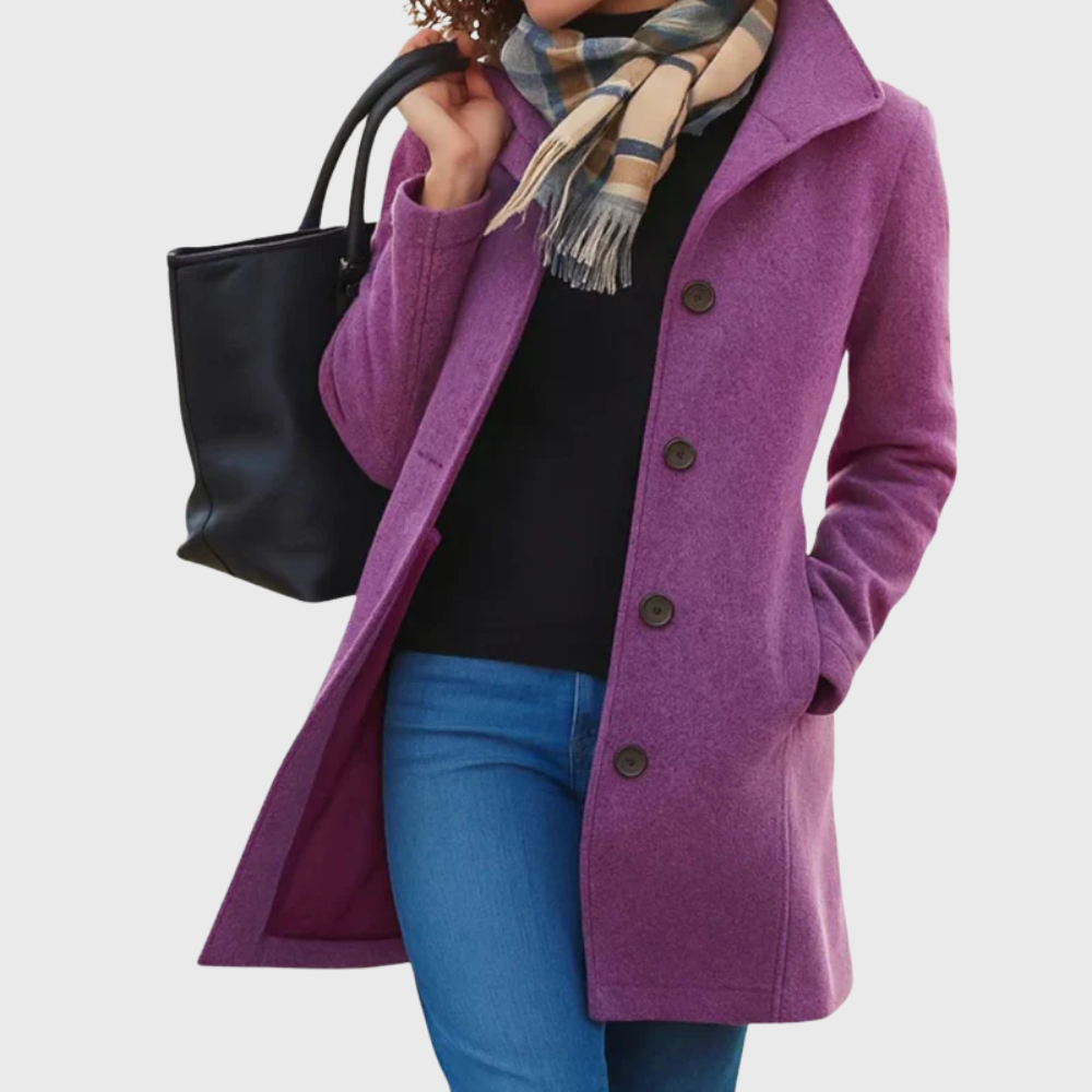 Suzanne | Women's Double-Breasted Coat with Wide Collar and Slant Pockets