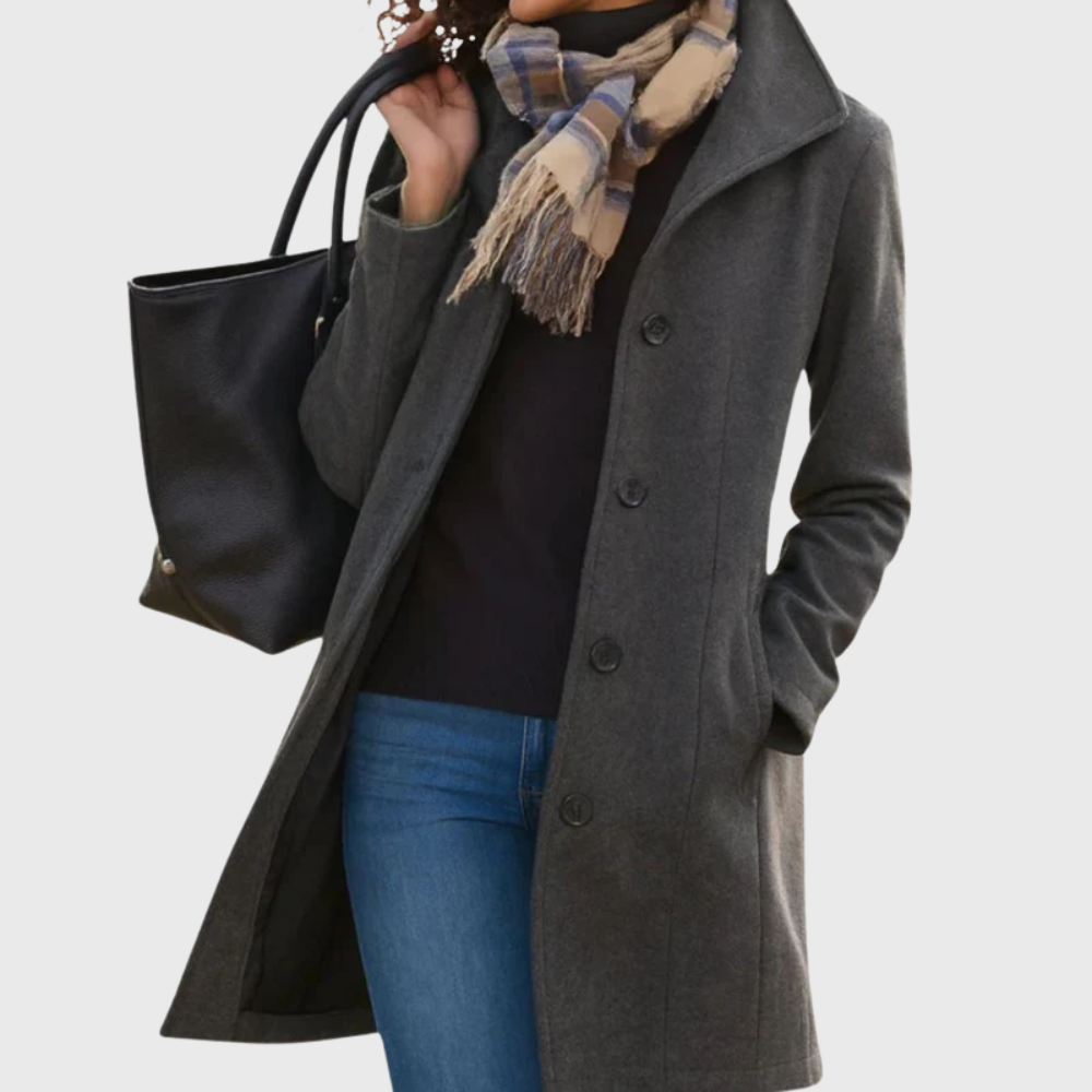 Suzanne | Women's Double-Breasted Coat with Wide Collar and Slant Pockets