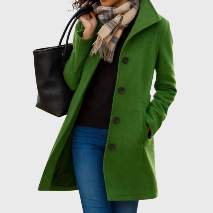 Suzanne | Women's Double-Breasted Coat with Wide Collar and Slant Pockets