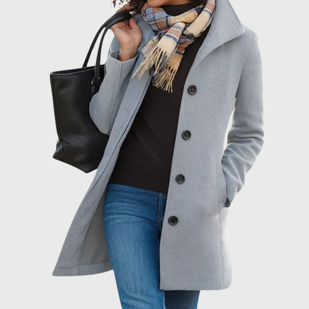 Suzanne | Women's Double-Breasted Coat with Wide Collar and Slant Pockets