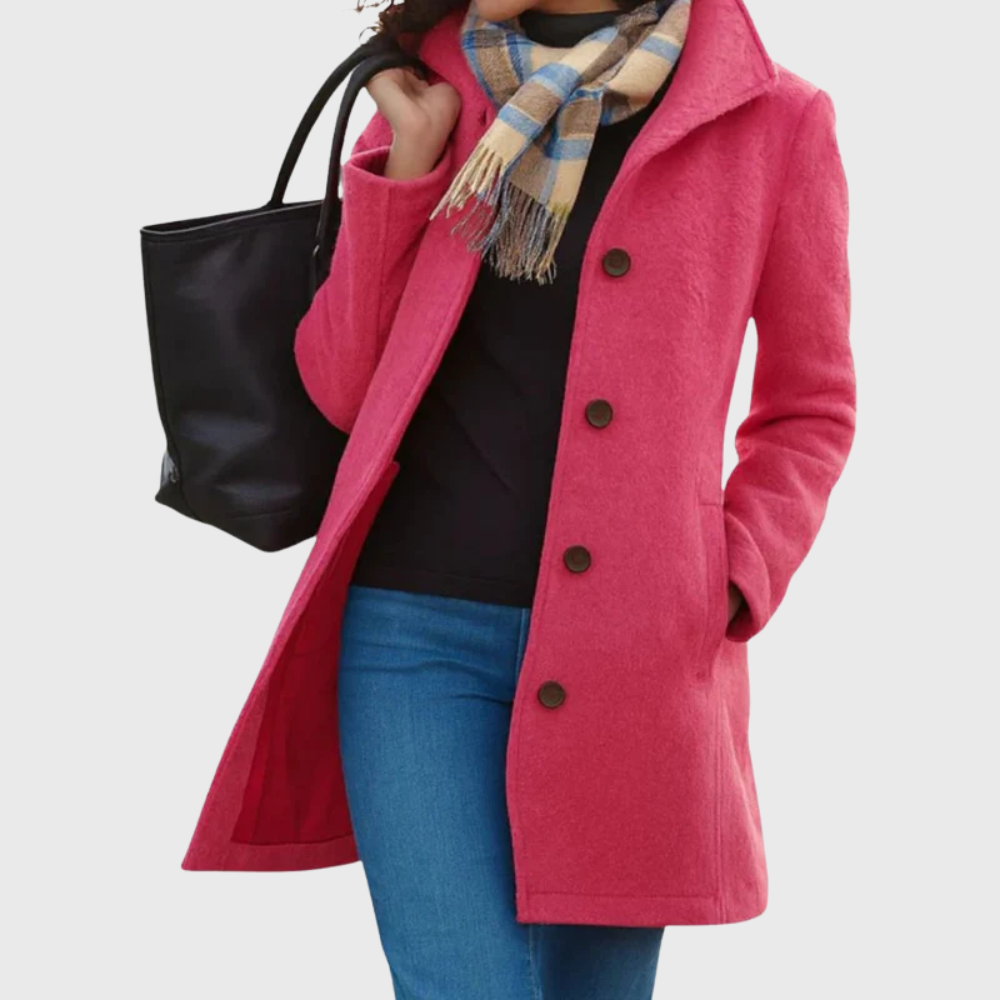 Suzanne | Women's Double-Breasted Coat with Wide Collar and Slant Pockets
