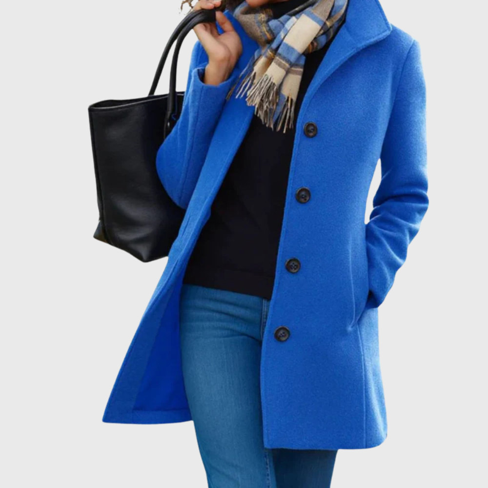 Suzanne | Women's Double-Breasted Coat with Wide Collar and Slant Pockets