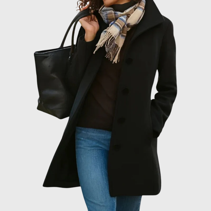 Suzanne | Women's Double-Breasted Coat with Wide Collar and Slant Pockets
